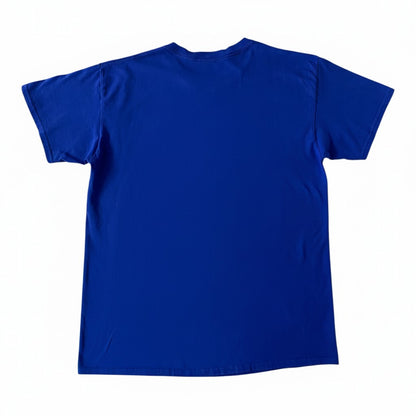 Back view of a plain royal blue short-sleeve t-shirt from Digg It Thrift & Vintage