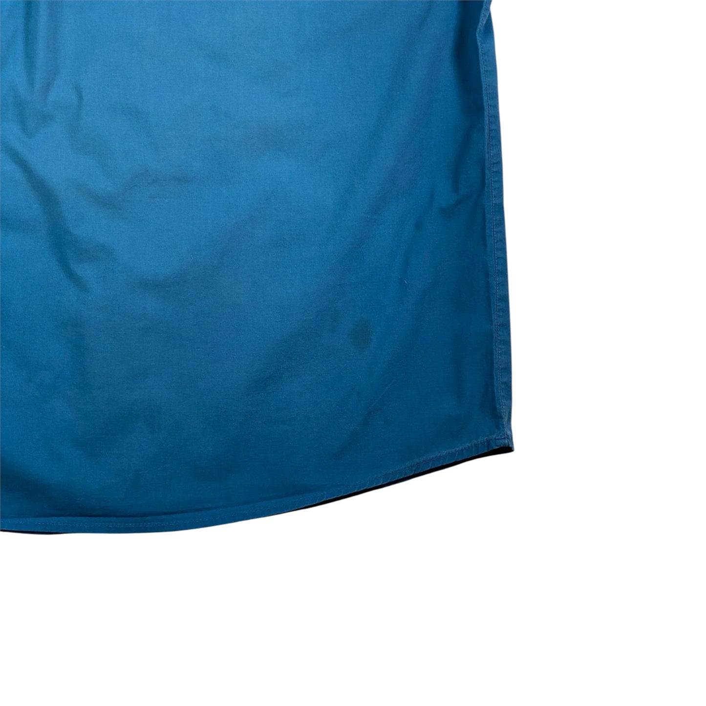 Digg It Thrift & Vintage royal blue Carhartt short sleeve work shirt with a small stain on the fabric
