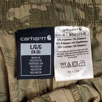 Digg It Thrift & Vintage Carhartt Force camo ripstop shorts size large label detail