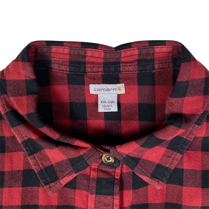 Digg It Thrift & Vintage Carhartt red and black plaid flannel shirt with XXL size tag and collar detail