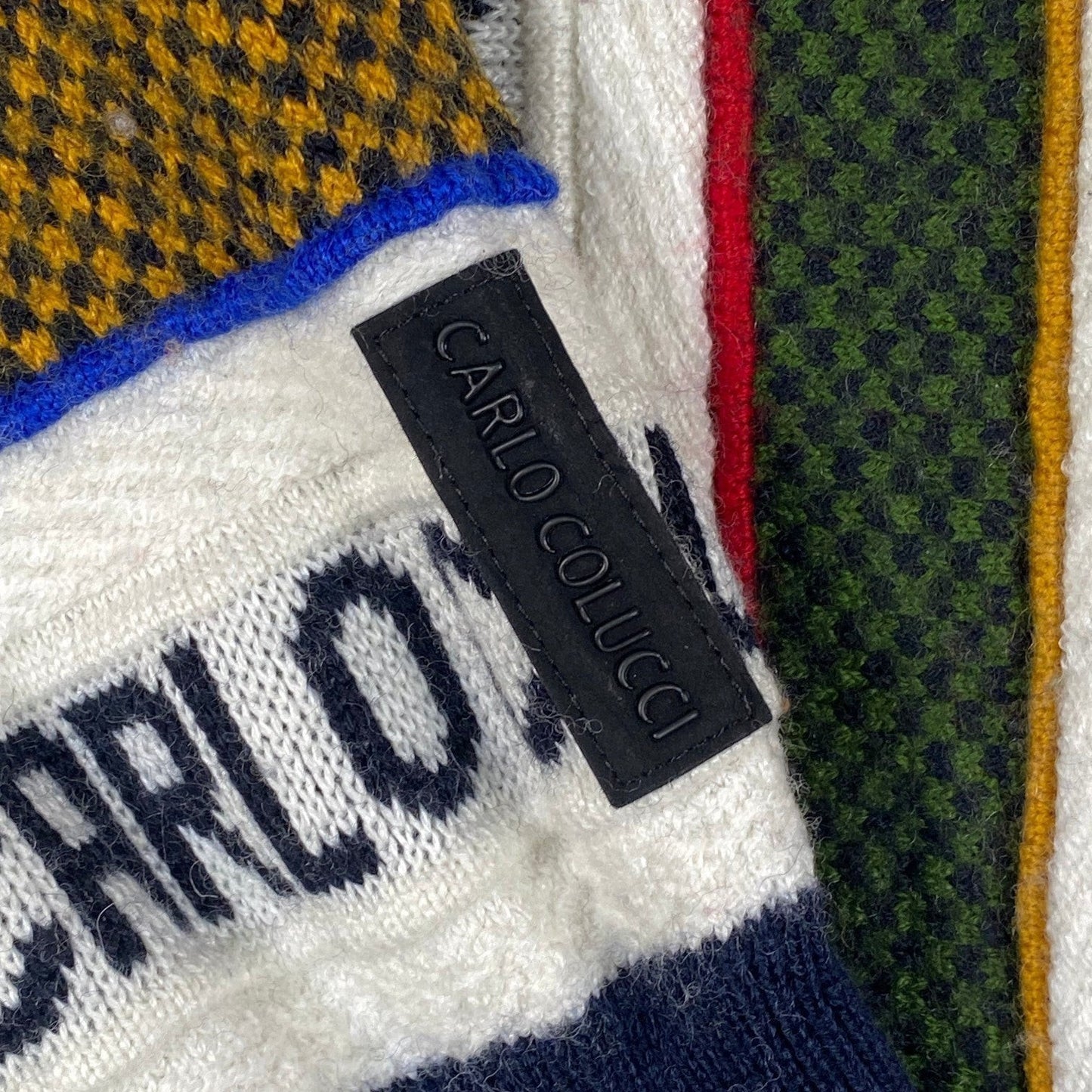Digg It Thrift & Vintage Carlo Colucci textured knit sweater with logo-striped pattern and black brand patch
