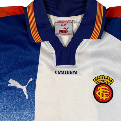 Digg It Thrift & Vintage 1999-2000 Catalunya national team football shirt with blue, white, and red details.