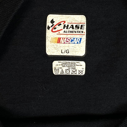 Digg It Thrift & Vintage Chase Authentics NASCAR t-shirt label showing size large and 100 percent cotton material