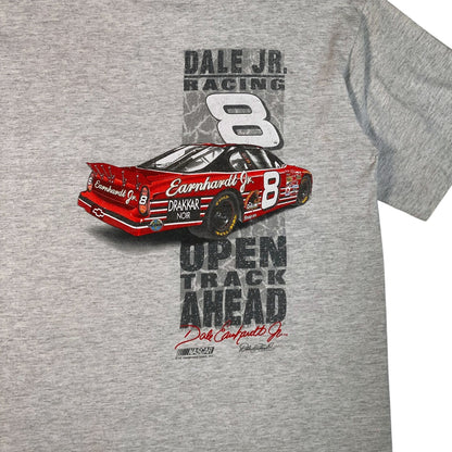 Digg It Thrift & Vintage heather grey Dale Earnhardt Jr. NASCAR graphic t-shirt featuring a red race car print.