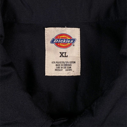 Digg It Thrift & Vintage Dickies black work shirt size XL tag with polyester cotton blend details