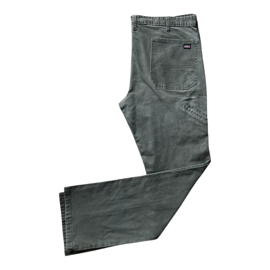 Digg It Thrift & Vintage Dickies dark green straight-leg work pants with back pocket detail and durable stitching.