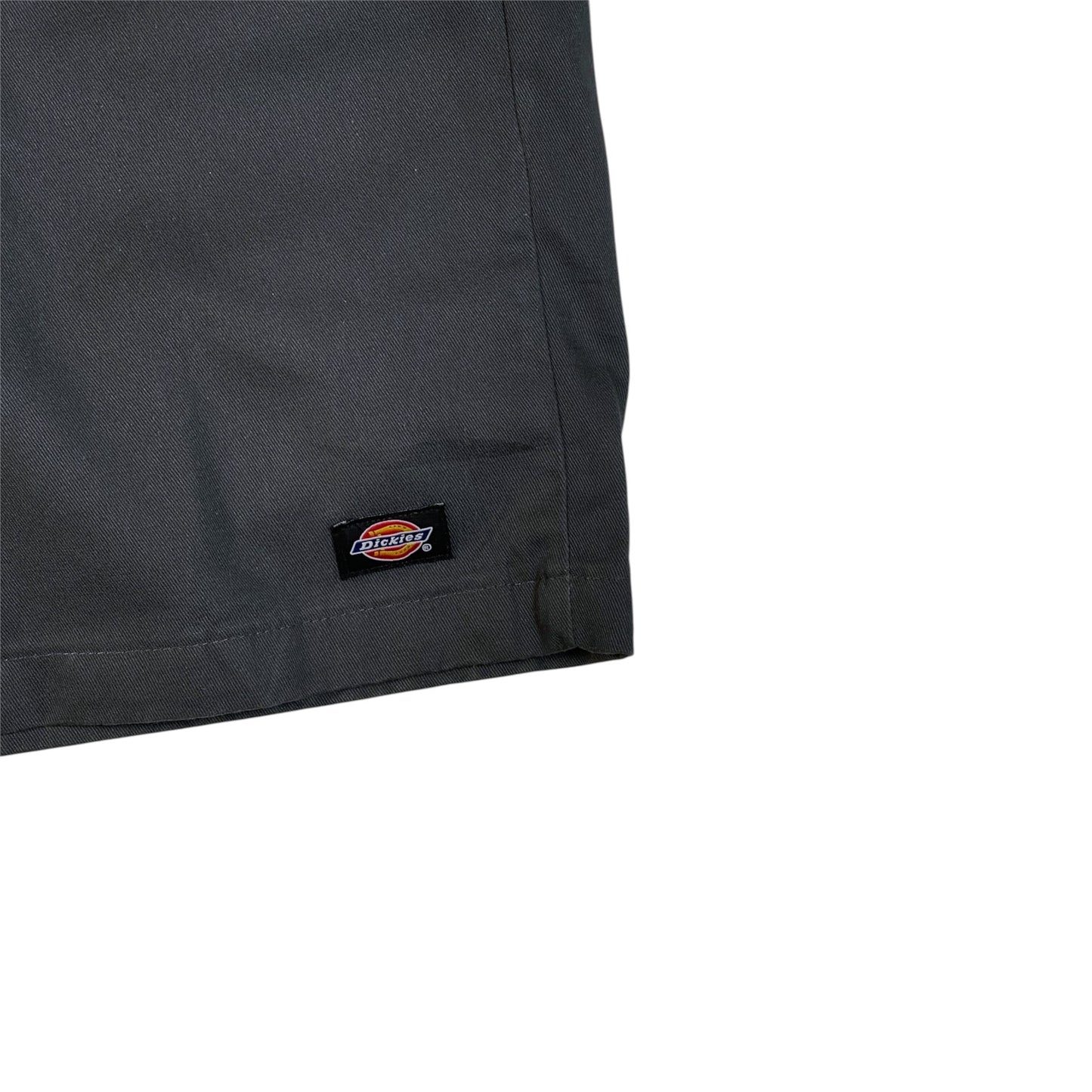 Digg It Thrift & Vintage charcoal grey Dickies relaxed fit shorts with iconic logo patch on the hem