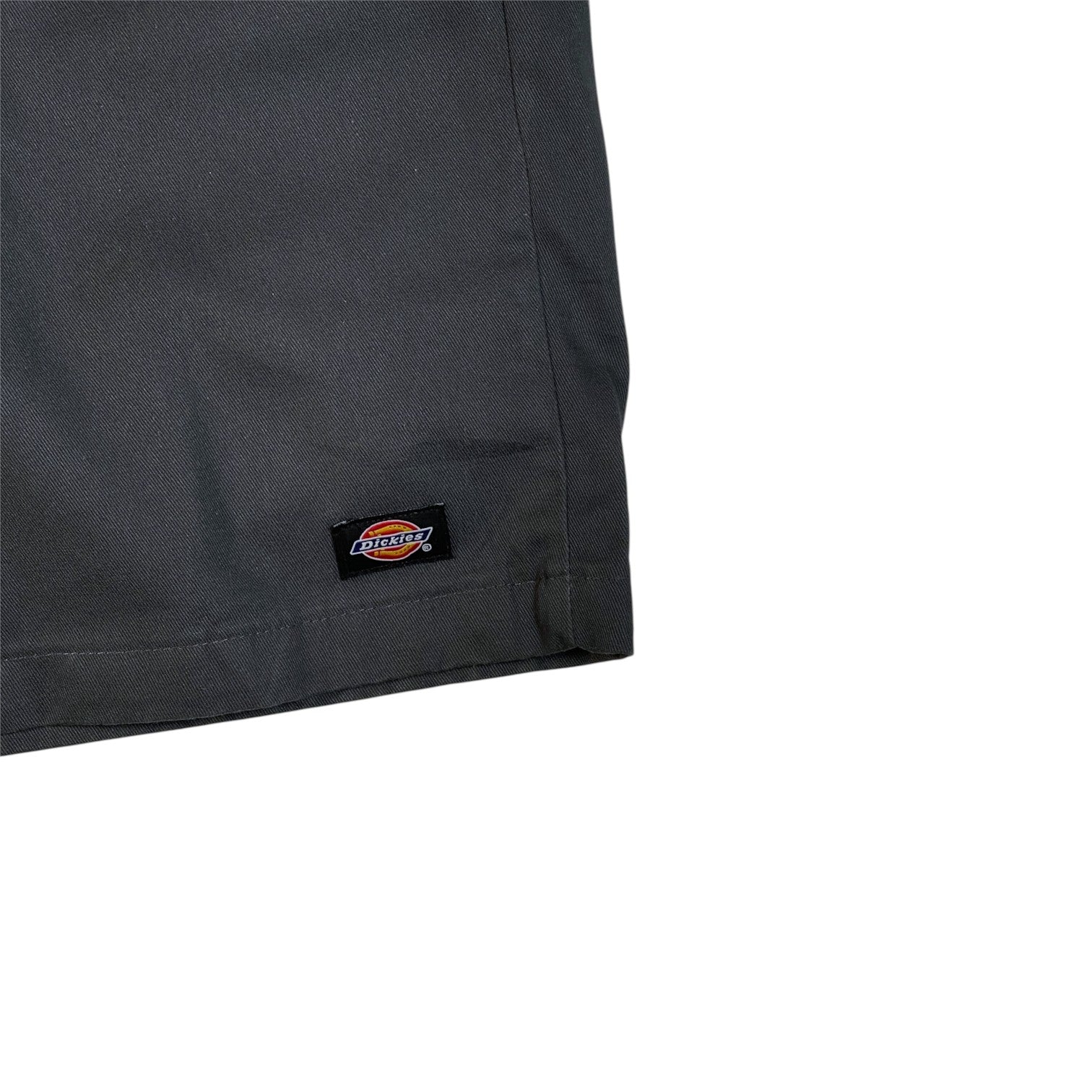 Digg It Thrift & Vintage charcoal grey Dickies relaxed fit shorts with iconic logo patch on the hem