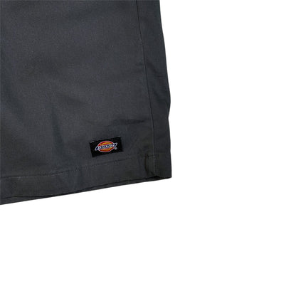 Digg It Thrift & Vintage charcoal grey Dickies relaxed fit shorts with iconic logo patch on the hem