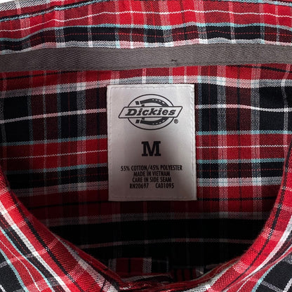 Digg It Thrift & Vintage Dickies red and black plaid long sleeve work shirt with size medium tag