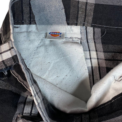 Digg It Thrift & Vintage Dickies black and white plaid shorts with interior brand label and size 38 tag