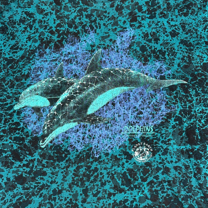 Digg It Thrift & Vintage vintage Planet Earth dolphin graphic t-shirt in teal and black marble print