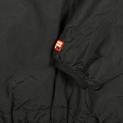 Digg It Thrift & Vintage black Ecko Unltd. winter jacket sleeve detail with red logo patch and fleece lining