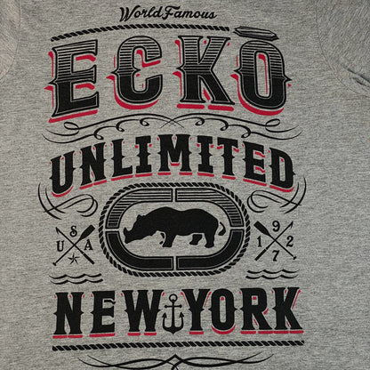 Digg It Thrift & Vintage grey Ecko Unltd. World Famous New York graphic t-shirt with rhino logo