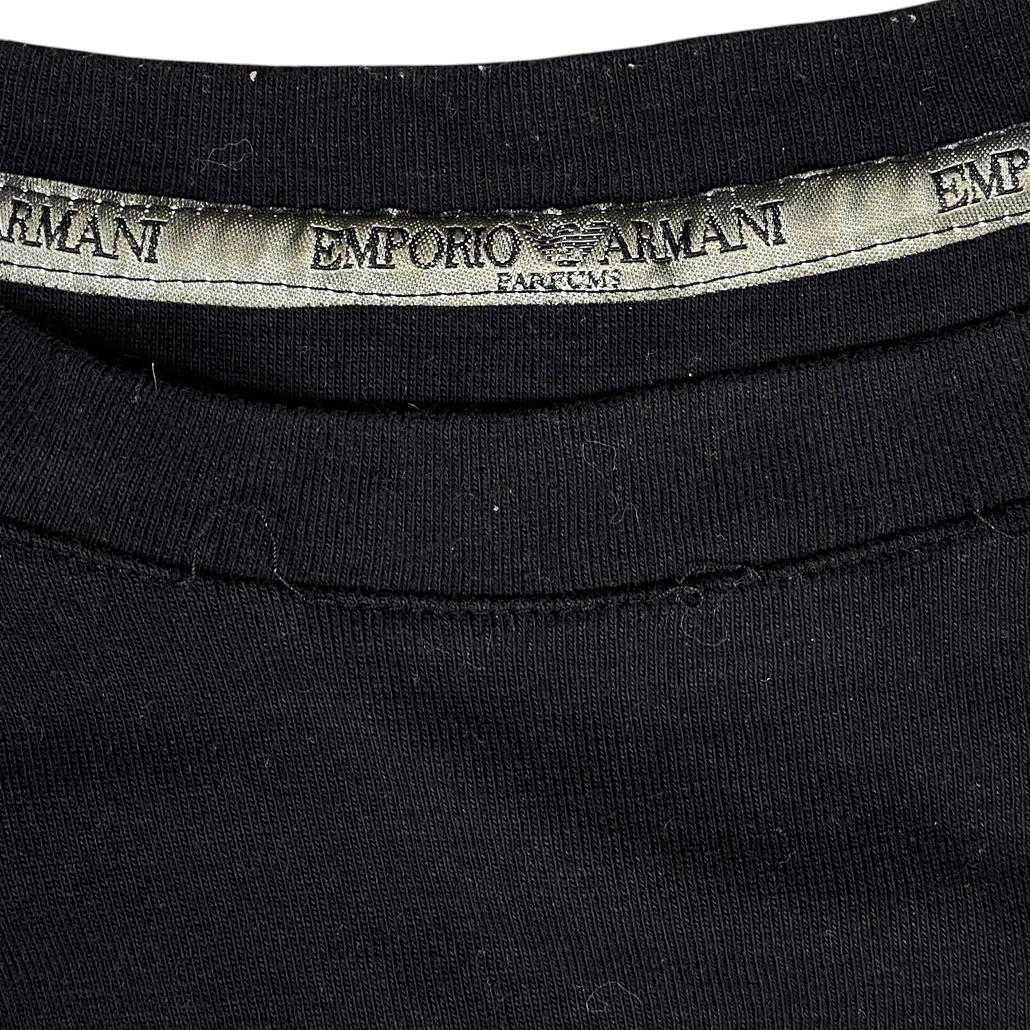 Digg It Thrift & Vintage black Emporio Armani Parfums t-shirt with branded inner neck tape, size XS fit