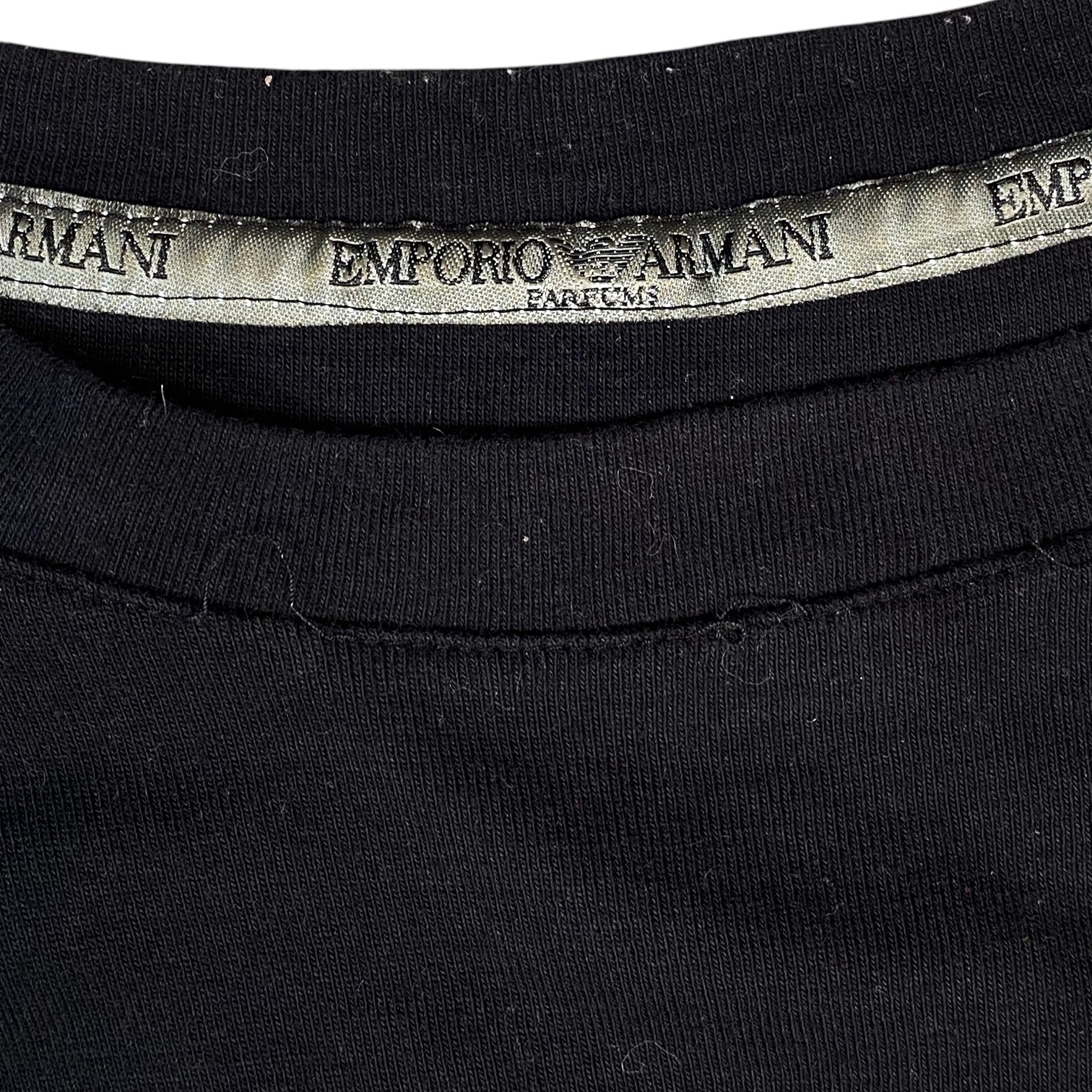 Digg It Thrift & Vintage black Emporio Armani Parfums t-shirt with branded inner neck tape, size XS fit