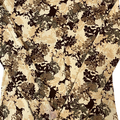 Digg It Thrift & Vintage White Stag long sleeve top in cream with a brown and olive green floral print