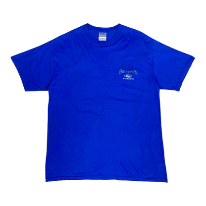 Digg It Thrift & Vintage blue Ford Fusion Hot Fusion NASCAR graphic t-shirt with small chest logo