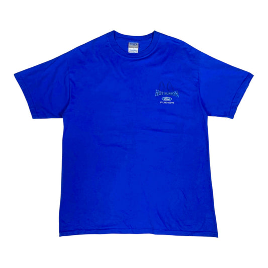 Digg It Thrift & Vintage blue Ford Fusion Hot Fusion NASCAR graphic t-shirt with small chest logo