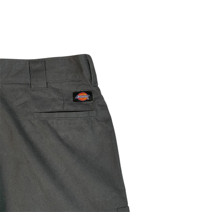 Digg It Thrift & Vintage grey Dickies FLEX loose fit cargo shorts with a branded logo patch on the back pocket