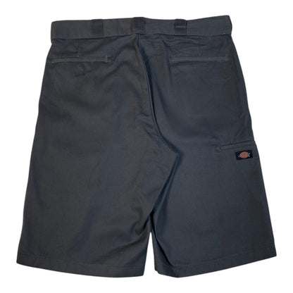 Digg It Thrift & Vintage charcoal grey Dickies relaxed fit shorts, size 38, back view with logo patch
