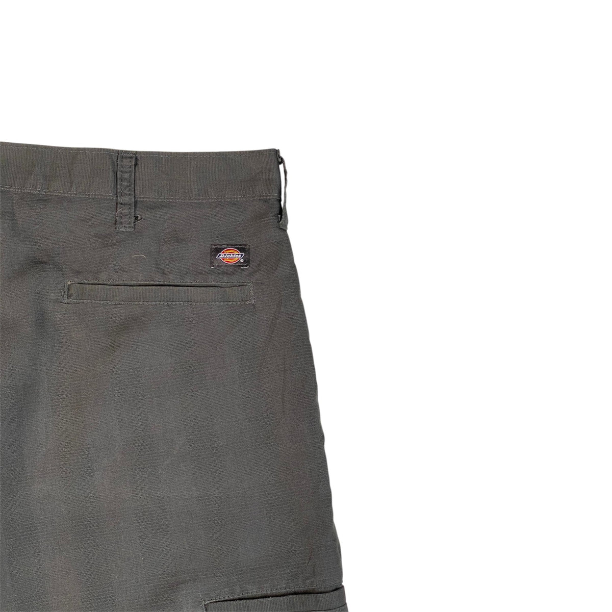 Digg It Thrift & Vintage grey Dickies shadow plaid textured utility work shorts with back pocket and logo patch