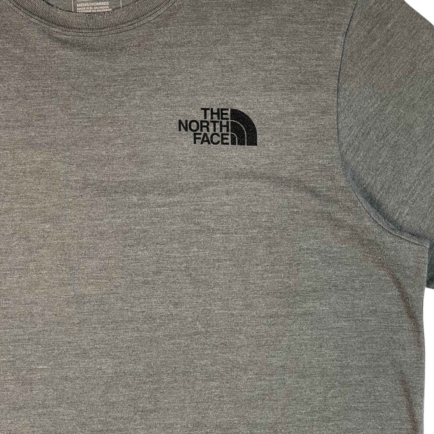 Digg It Thrift & Vintage grey The North Face crew neck t-shirt with black logo detail, size large
