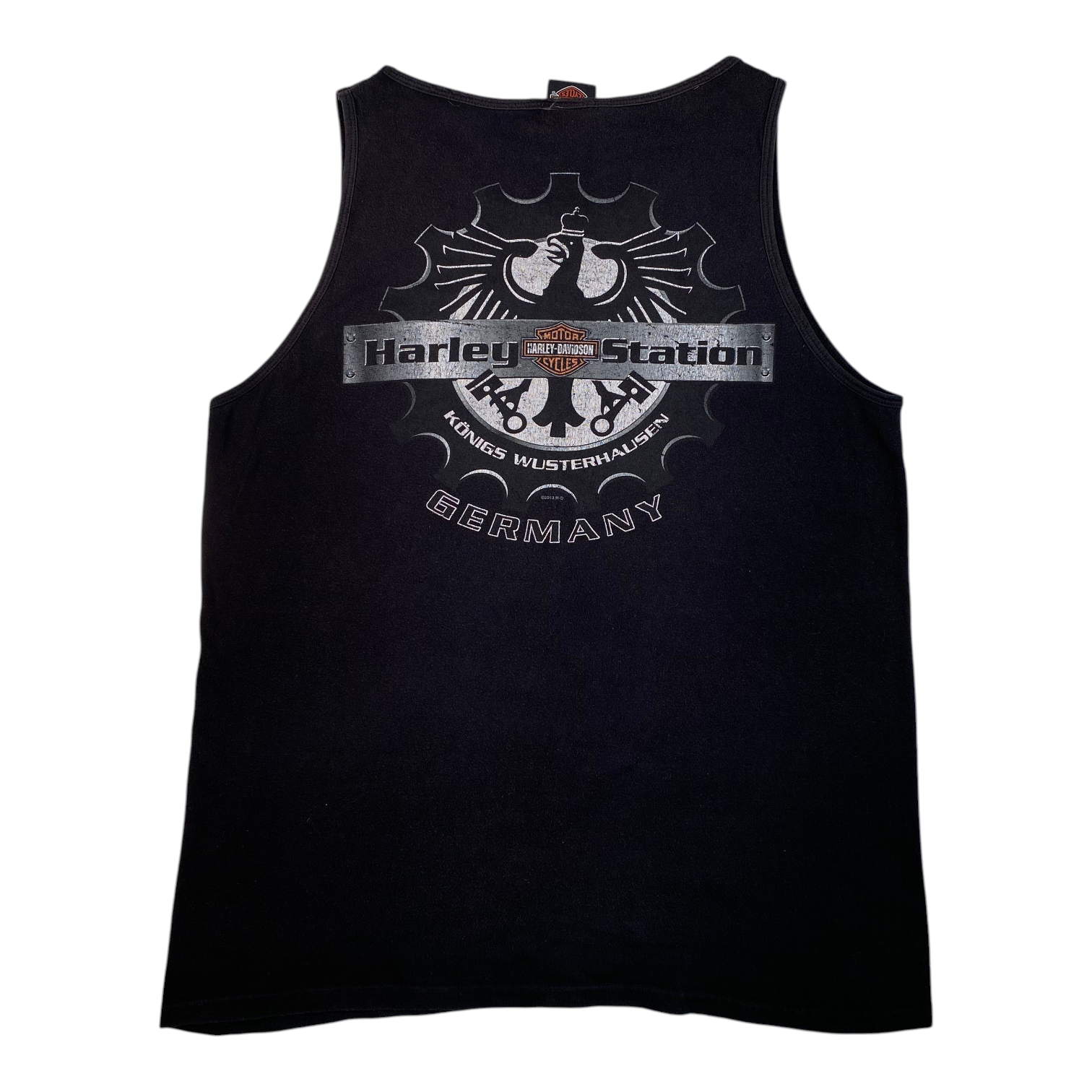 Digg It Thrift & Vintage black Harley-Davidson Harley Station Germany graphic tank top, fits like a size medium.