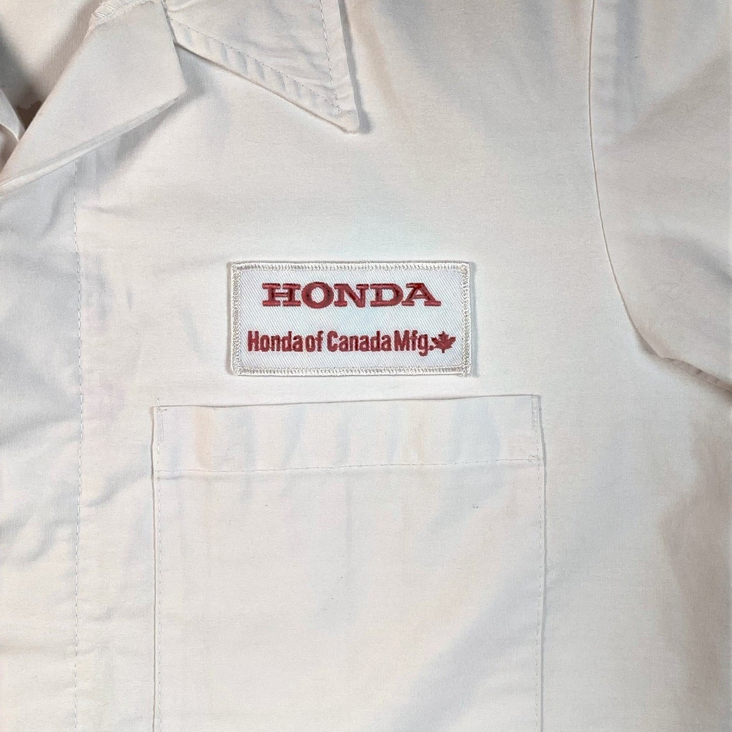 Digg It Thrift & Vintage white Honda of Canada Mfg. mechanic work shirt with embroidered chest patch