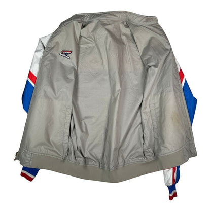 Digg It Thrift & Vintage reversible Honda racing windbreaker jacket in grey with red and blue sleeve accents