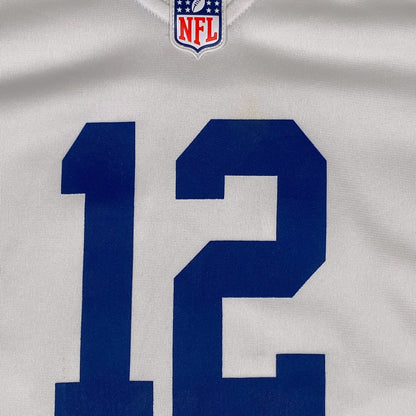 Digg It Thrift & Vintage white Indianapolis Colts Andrew Luck jersey with blue number 12 and NFL shield logo