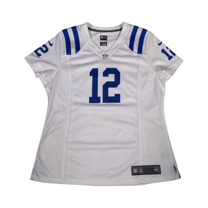 Digg It Thrift & Vintage white Indianapolis Colts Andrew Luck NFL jersey with blue number 12 and mesh side panels