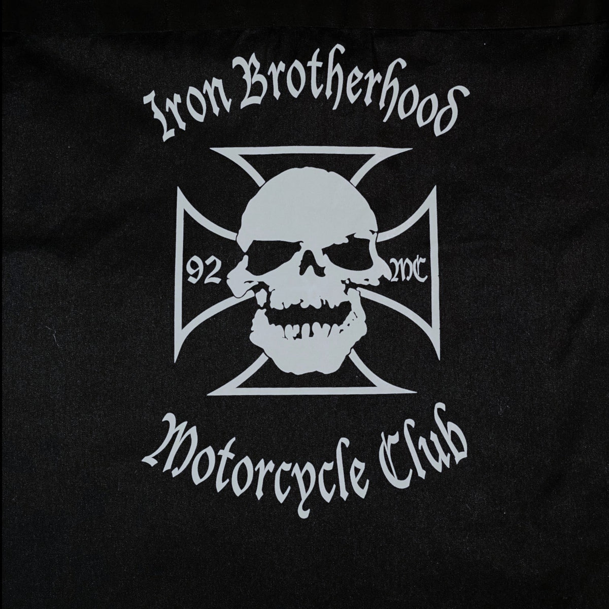 Digg It Thrift & Vintage black Dickies work shirt featuring a white Iron Brotherhood Motorcycle Club skull graphic