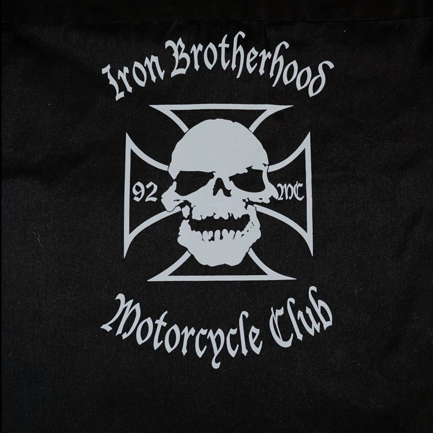 Digg It Thrift & Vintage black Dickies work shirt featuring a white Iron Brotherhood Motorcycle Club skull graphic