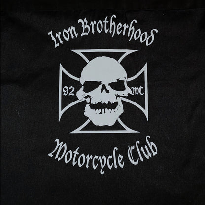 Digg It Thrift & Vintage black Dickies work shirt featuring a white Iron Brotherhood Motorcycle Club skull graphic