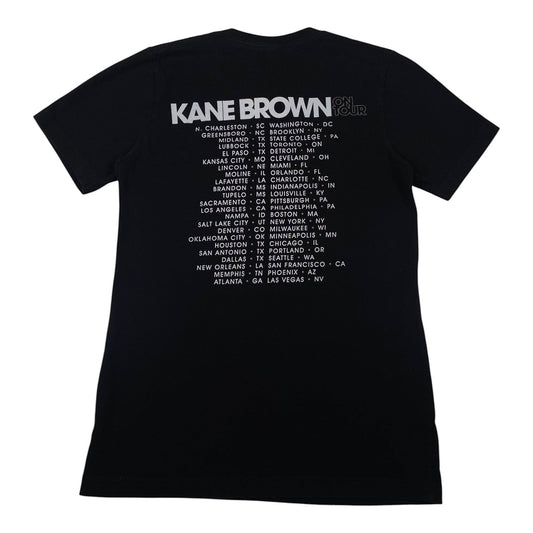 Digg It Thrift & Vintage black Kane Brown Live Forever tour concert t-shirt with white back print city list