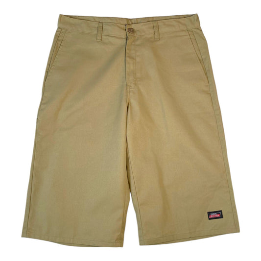 Digg It Thrift & Vintage khaki Dickies shorts with a classic fit and small logo patch on the leg