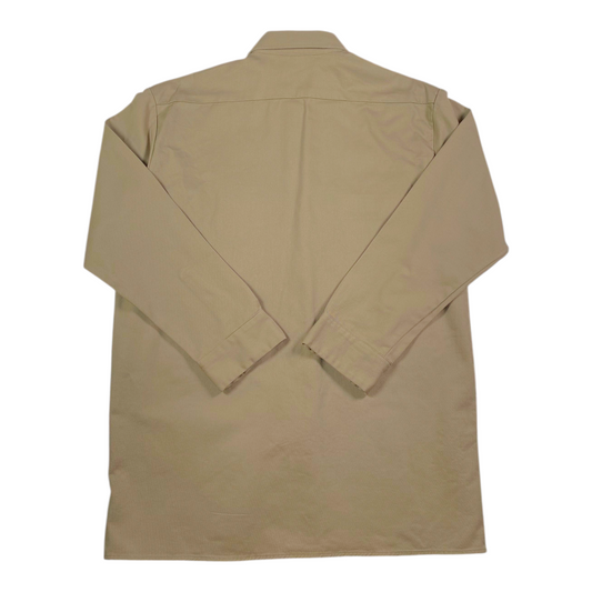 Back view of a Digg It Thrift & Vintage Dickies khaki long sleeve work shirt in size large