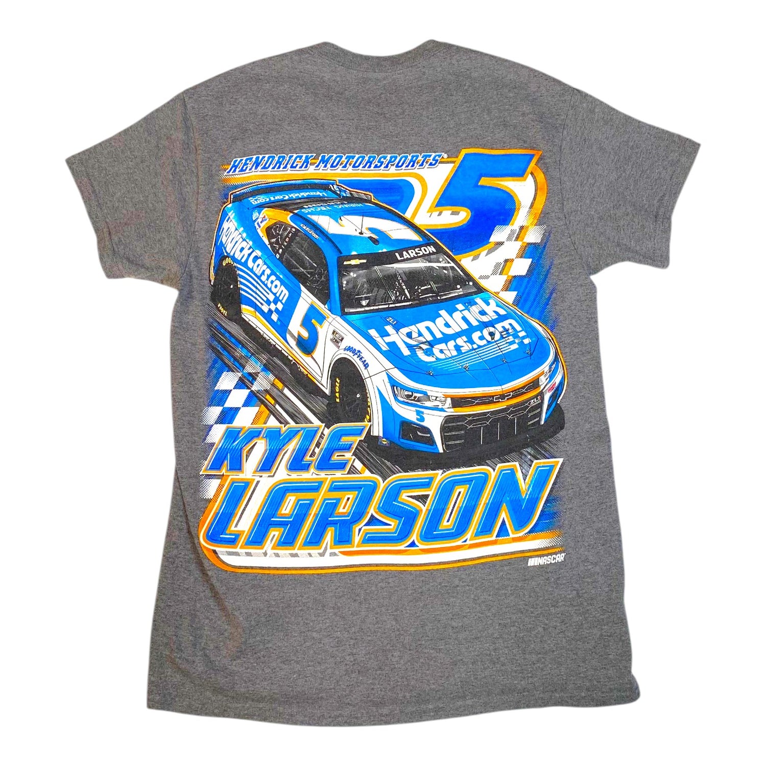 Digg It Thrift & Vintage heather grey Kyle Larson NASCAR t-shirt featuring a Hendrick Motorsports race car graphic