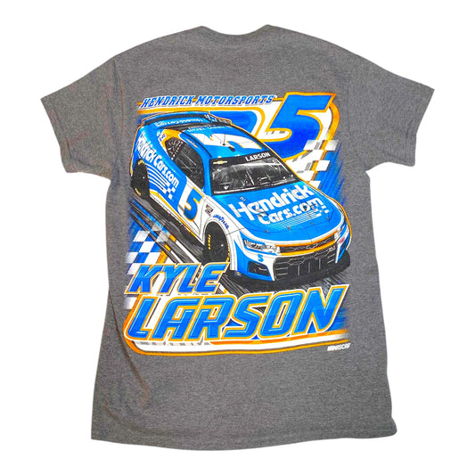 Digg It Thrift & Vintage heather grey Kyle Larson NASCAR t-shirt featuring a Hendrick Motorsports race car graphic