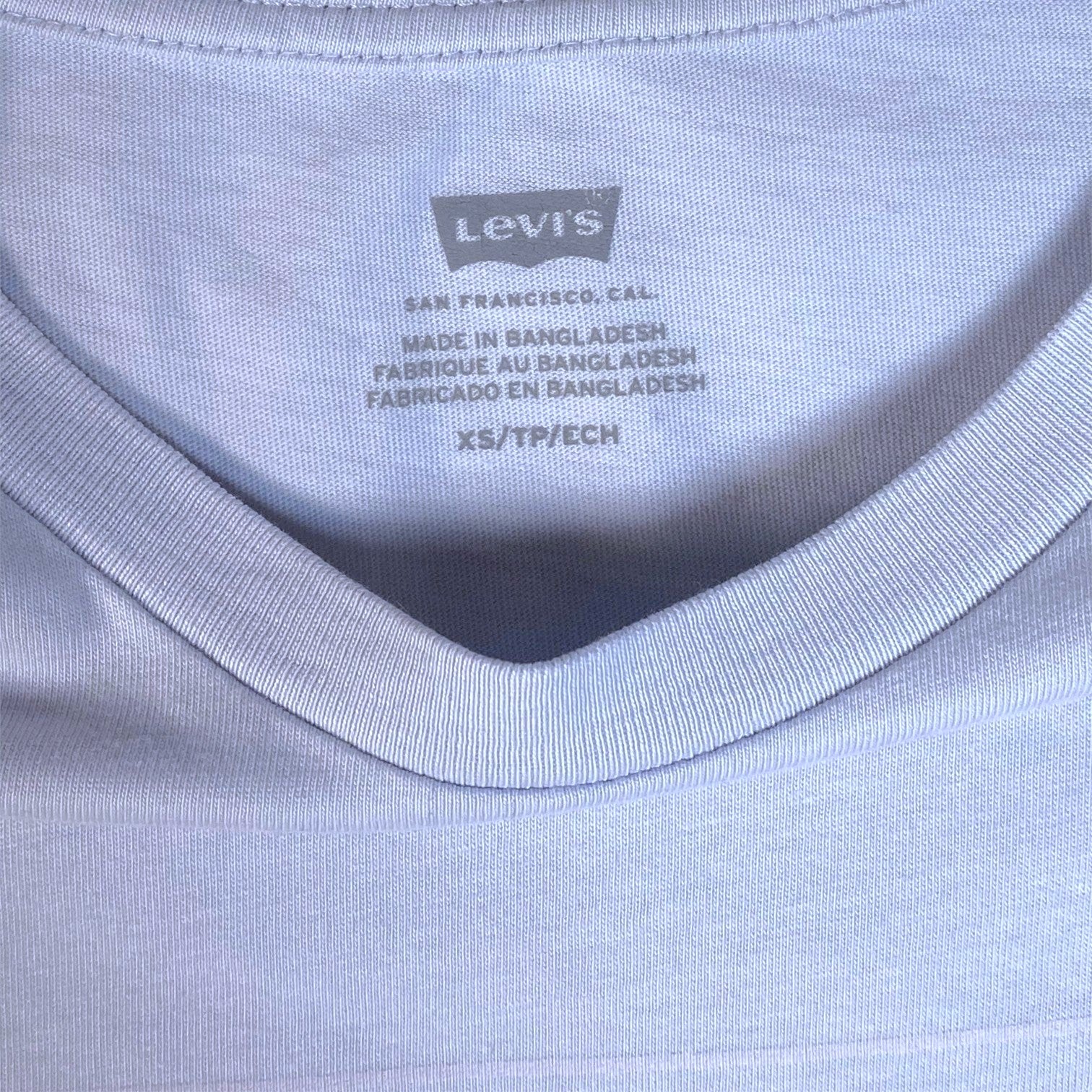 Digg It Thrift & Vintage baby blue Levi's t-shirt featuring a printed neck label with brand logo and size details.