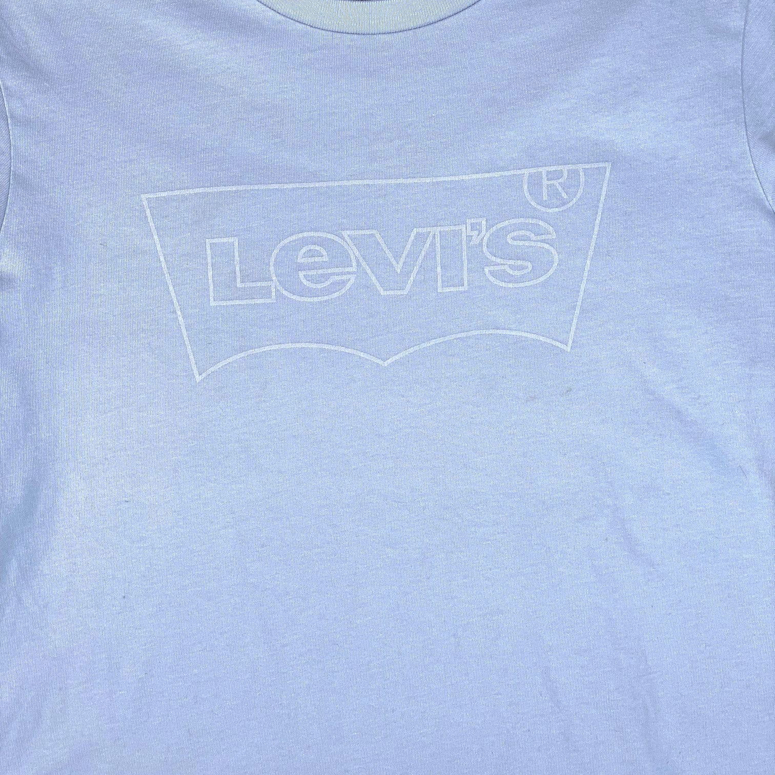 Digg It Thrift & Vintage Levi's baby blue cotton t-shirt with a subtle white logo graphic on the chest.