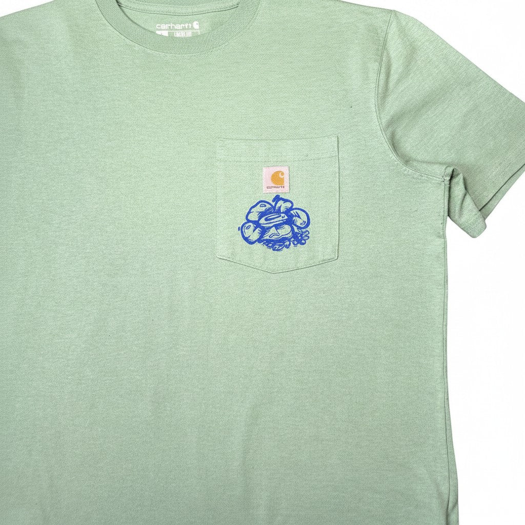 Digg It Thrift & Vintage light green Carhartt loose fit t-shirt with graphic pocket detail. Cotton blend.