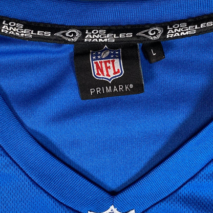 Digg It Thrift & Vintage blue NFL Los Angeles Rams jersey with V-neck collar and size large tag