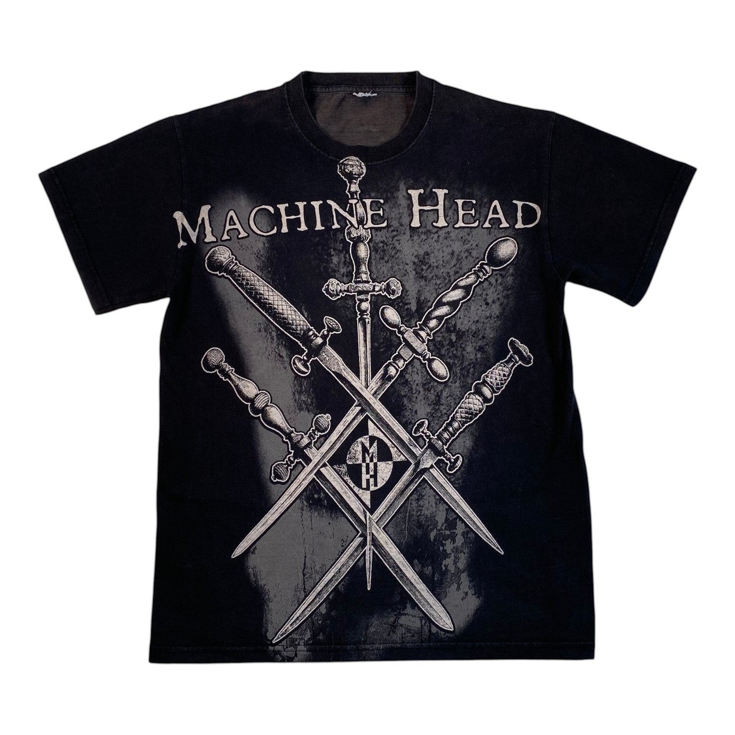 Digg It Thrift & Vintage black Machine Head The Blackening band t-shirt with sword graphic print, size small.
