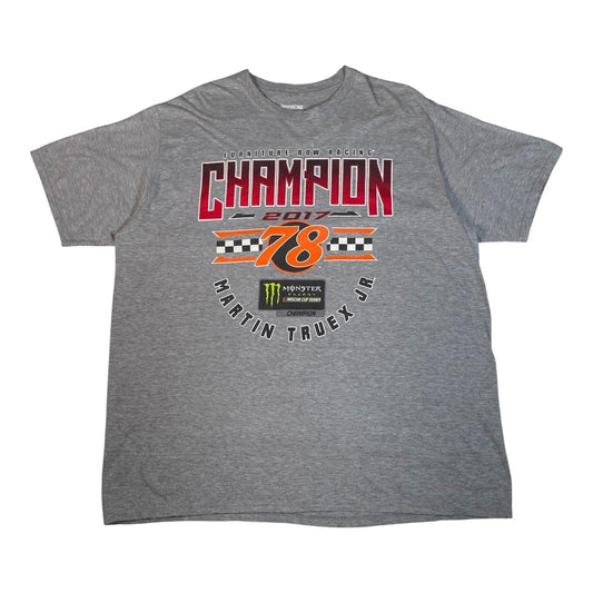 Digg It Thrift & Vintage grey Martin Truex Jr. 2017 NASCAR Cup Series Champion graphic t-shirt, size 2XL
