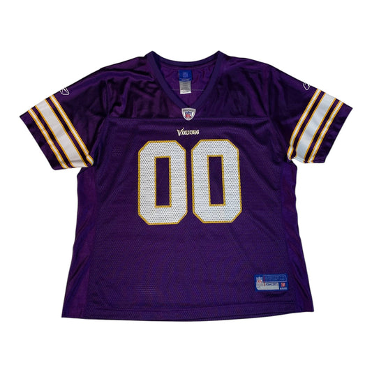 Digg It Thrift & Vintage purple Minnesota Vikings NFL jersey with white and yellow number 00, size XL fits like Large