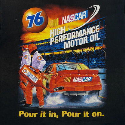 Digg It Thrift & Vintage black NASCAR Union 76 pit crew t-shirt with vintage motor oil graphic print