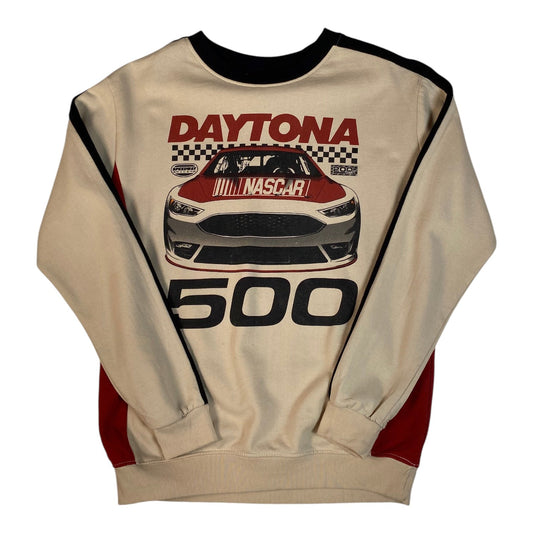 Digg It Thrift & Vintage cream NASCAR Daytona 500 colorblock crewneck sweatshirt with red and black accents