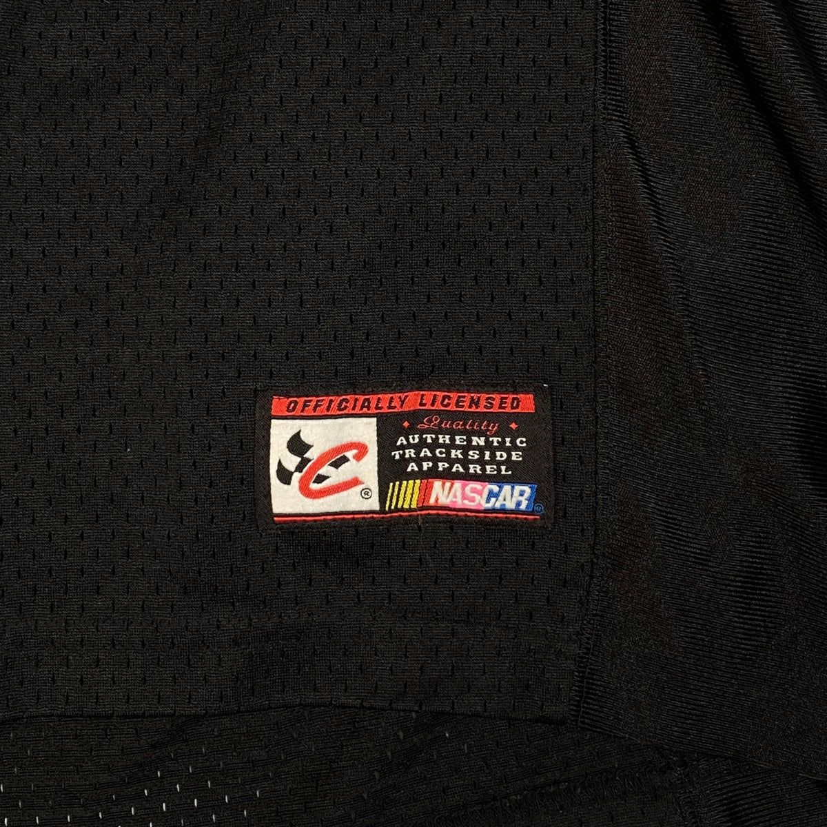 Digg It Thrift & Vintage black mesh NASCAR jersey with Chase Authentics officially licensed trackside apparel tag